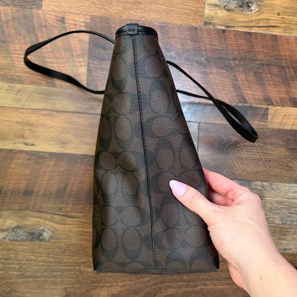 Coach City Tote in Signature Canvas Brown/Black - Classic & Spacious - Picture 4 of 17